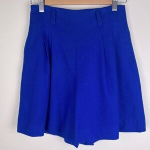 Express Vintage 90s Preppy Wool High Waisted Pleated Shorts Cobalt Blue | 5